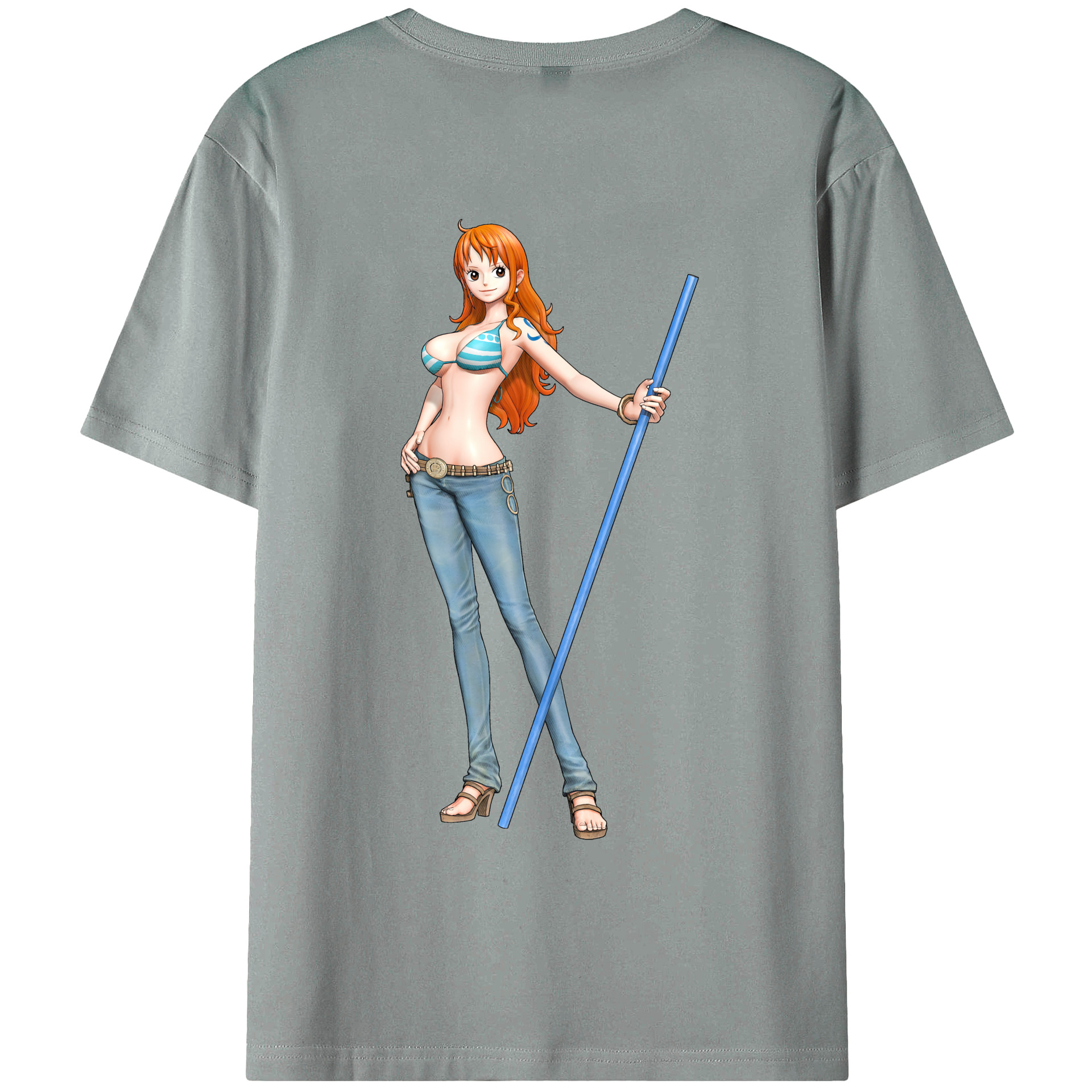 （画像用） ワンピース ナミ ONE PIECE Nami 綿100％ メンズ半袖Tシャツ（バックプリント） 通気性